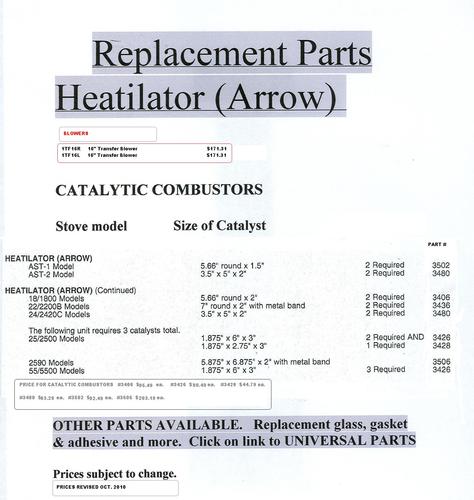 Heatilator Stove Parts